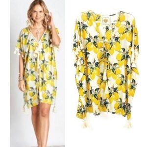 Z&L Lemon Print Tassel Kimono Top